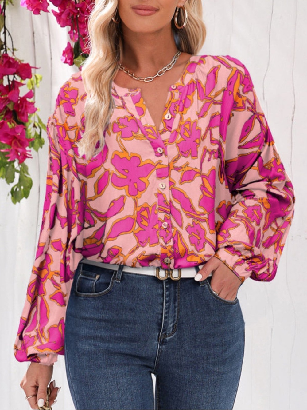 She’s The One Boutique Floral Button Up Blouse Women’s Small